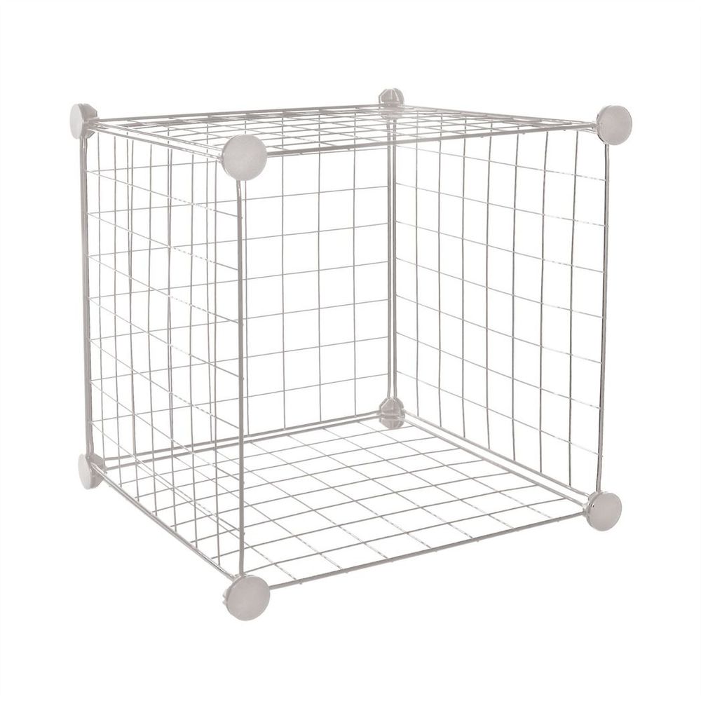 Space-Saving 4 Cube Wire Storage Shelves | White