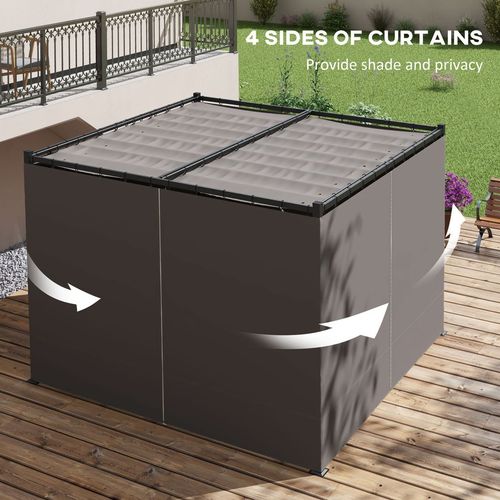 Outsunny 3 x 3(m) Pergola with Retractable Roof and Curtains, Light Grey