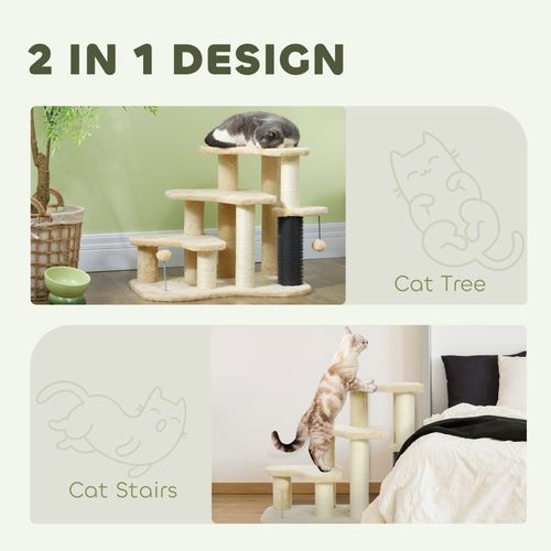 PawHut Cat Tree 2 in 1 Pet Stairs w/ Scratching Tickling Post