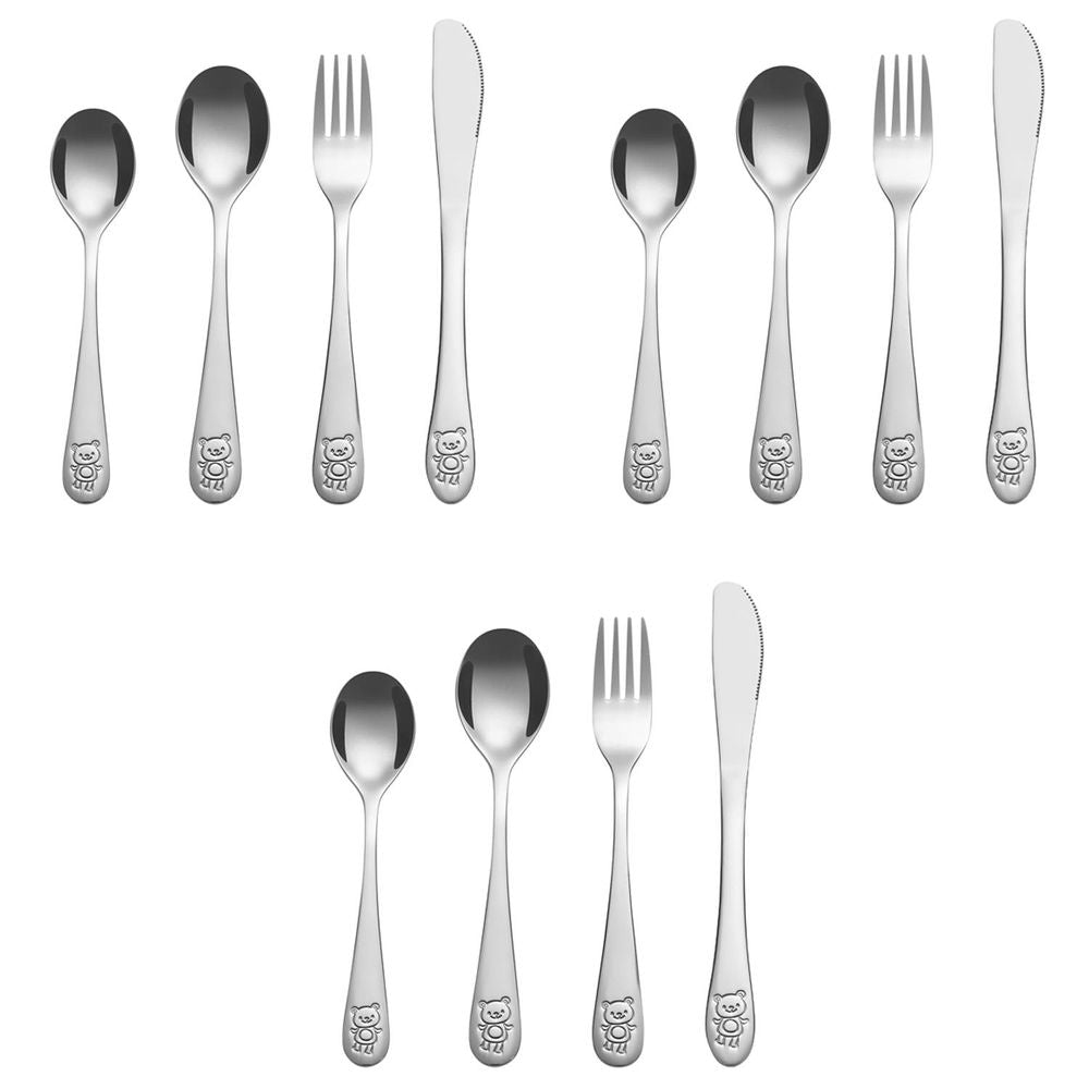 Jungle Kids Cutlery Set - Fun Animal Design - Top Quality - Perfect for Little Ones - 12 Piece Set - Great Gift