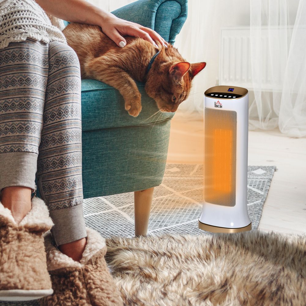 HOMCOM Ceramic Tower Heater - 45° Oscillating Space Heater w/ Remote - Best Quality"