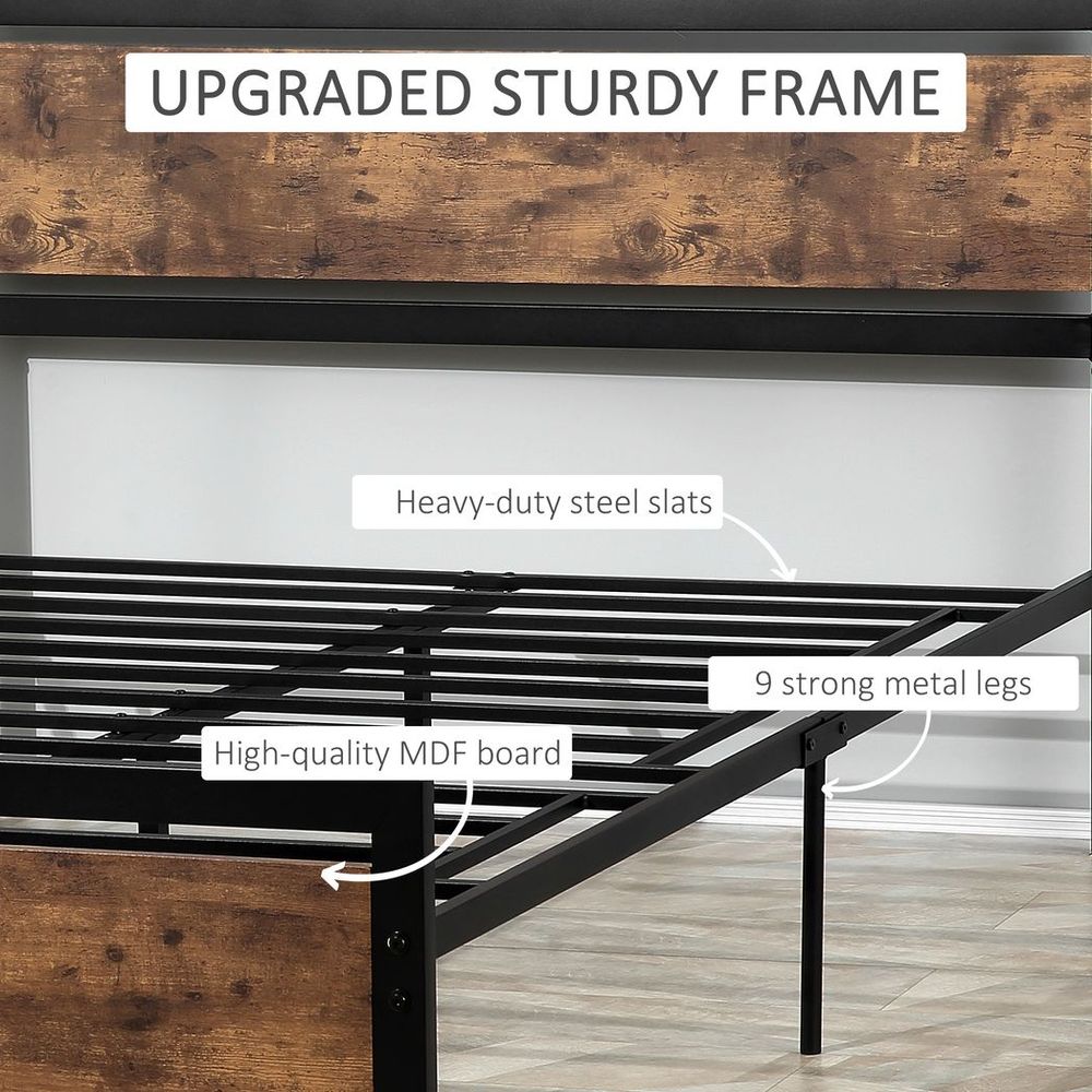 HOMCOM King Size Metal Bed Frame, Headboard & Footboard, 160x208x103cm