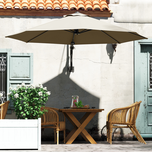 Outsunny Sun Parasol with Vent, Wall Umbrella for Patio, Garden