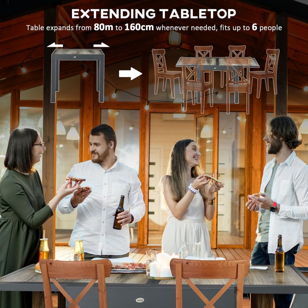 Outsunny Extendable Outdoor Dining Table - Aluminium Rectangular Patio Table