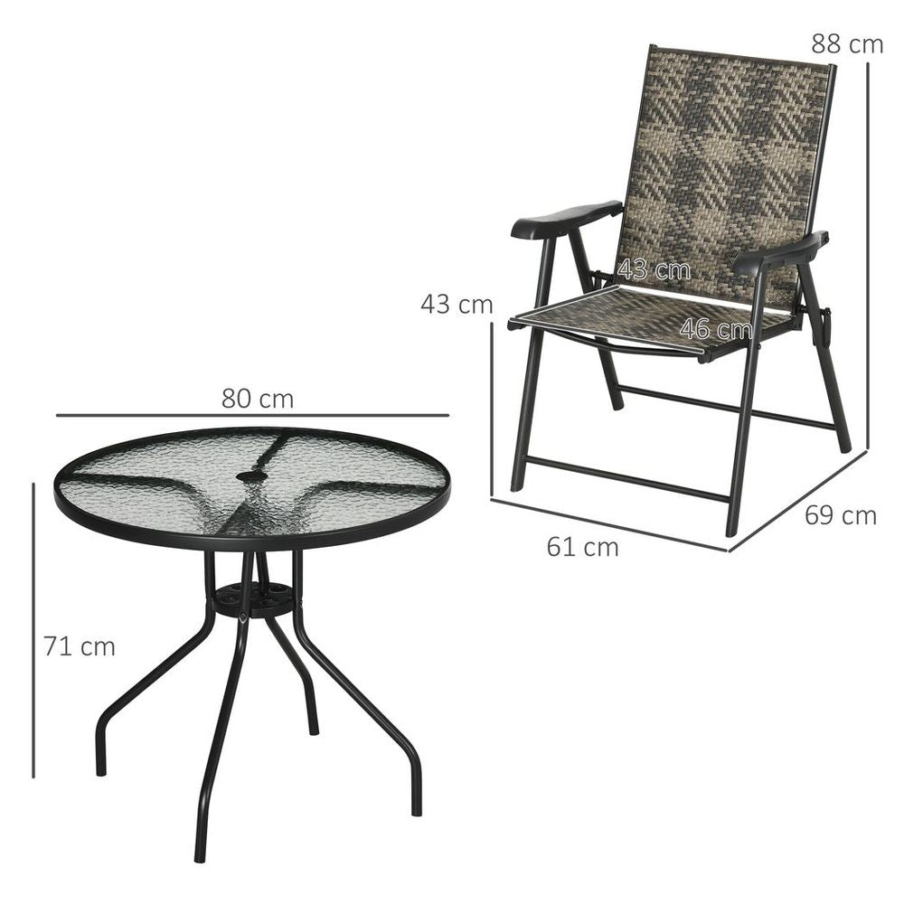 High-Quality 5PC Rattan Dining Set - Table, Chairs & Umbrella Hole - Outdoor Patio Furniture