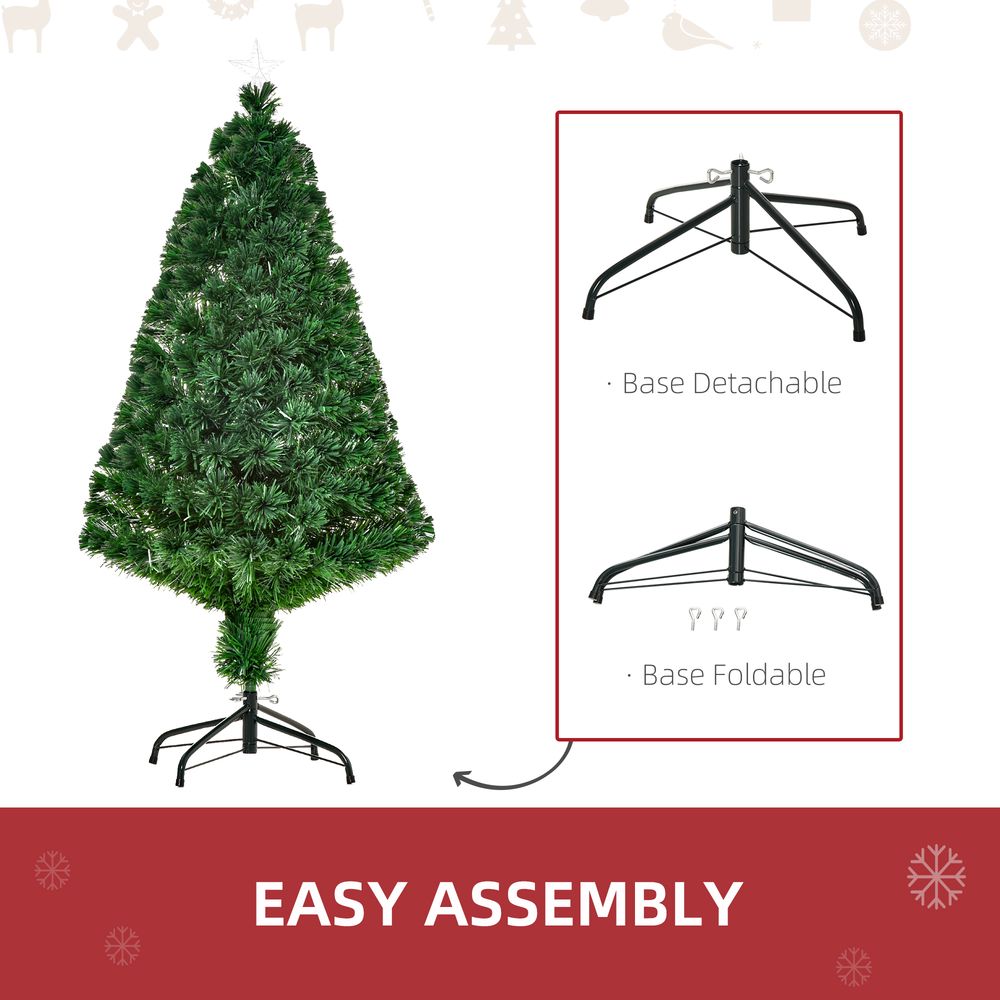 Pre-Lit Fibre Optic Artificial Christmas Tree Tree Topper Multi-Colour 4ft