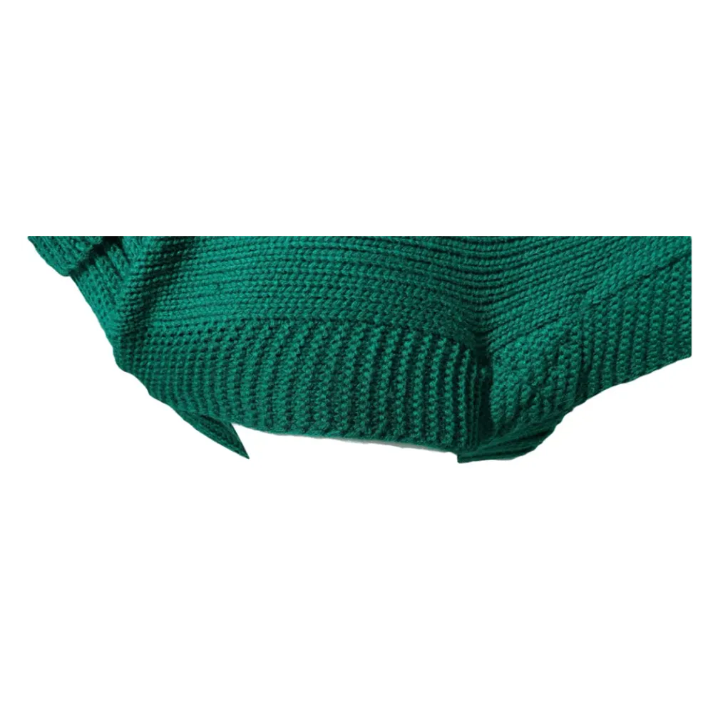 The Jazz Dog Jumper in Green - Contemporary Cableknit Design, Lycra Strengthened Rolleck, Leg Slits - Best Quality