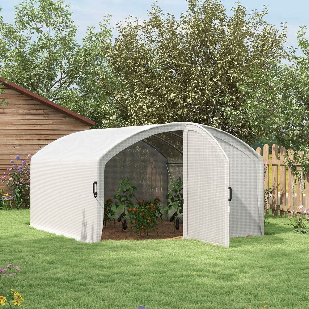 Premium Outsunny Polytunnel Greenhouse: 4x3x2m, UV-Resistant PE Cover, Door