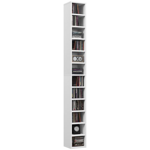 HOMCOM 204 CD Storage Tower Tall Bookcase Bookshelf with 12 Cubes