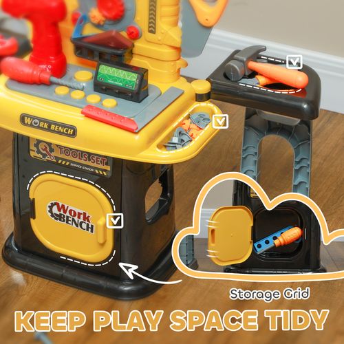 AIYAPLAY 102Pcs Play Tools Toy with Electric Drill, Storage, Yellow