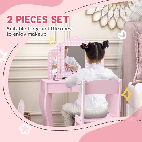 AIYAPLAY Kids Dressing Table Set Make up w/ Stool, Drawer, for Playroom