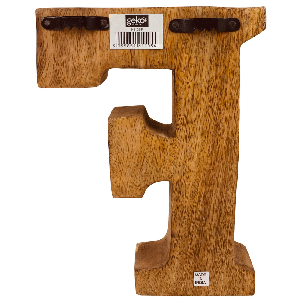 Hand Carved Wooden Embossed Letter F - Rustic Home Decor Accent - Free Standing or Wall Mounted