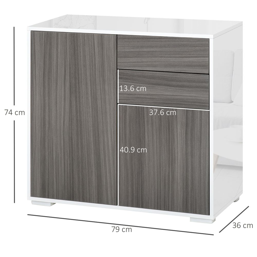 Side Cabinet with 2 Door Cabinet and 2 Drawer for Home Office Grey