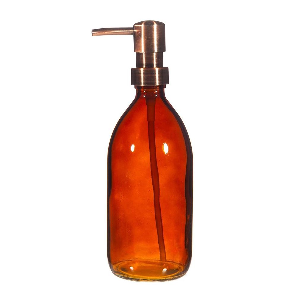Premium Amber Glass Bottle w/ Pump - Refillable & Durable - 500ml Capacity - Eco-Friendly Home Accessory