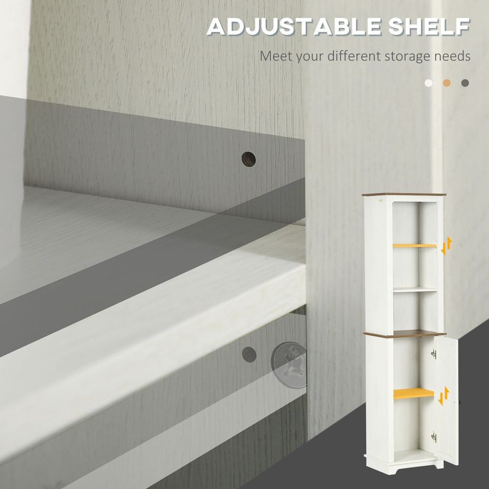 Tall Bathroom Cabinet Storage Cupboard with Door, Adjustable Shelves