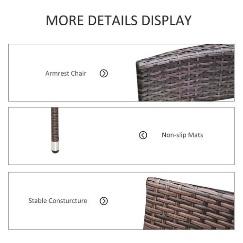 Outsunny 4 PC Outdoor Rattan Armchair Wicker Dining Chair Set for Garden Brown