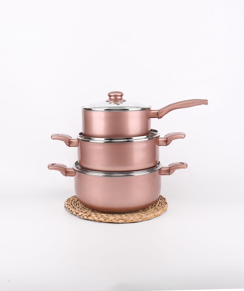8pc Rose Gold Pan Set - Trendy, Efficient, and Healthier Cooking