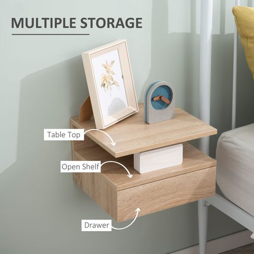 HOMCOM Nightstand Set of 2, Wall Mounted Bedside Cabinet