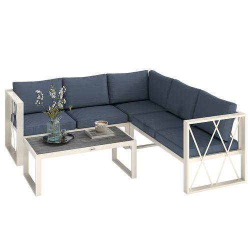 Outsunny 5 Seater Sectional Outdoor Sofa Set with Loveseats for Garden Grey
