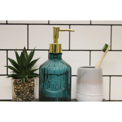 Blue Glass Soap Dispenser