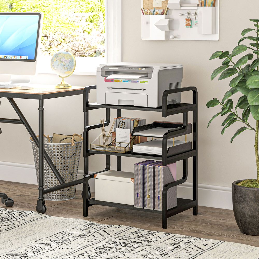 HOMCOM 3-Tier Storage Shelf, Metal Shelves for Storage for Home Office, White