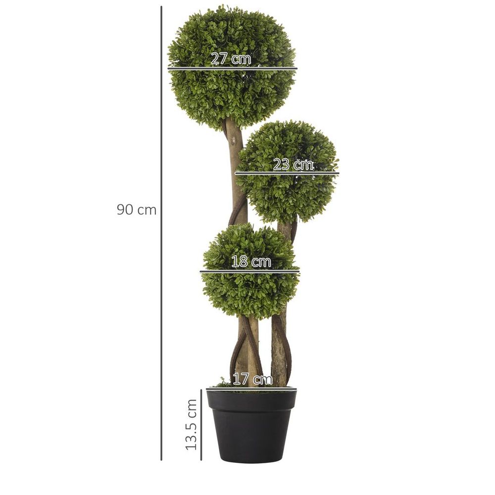 Premium Quality Faux Boxwood Ball Topiary - Indoor/Outdoor, 90cm