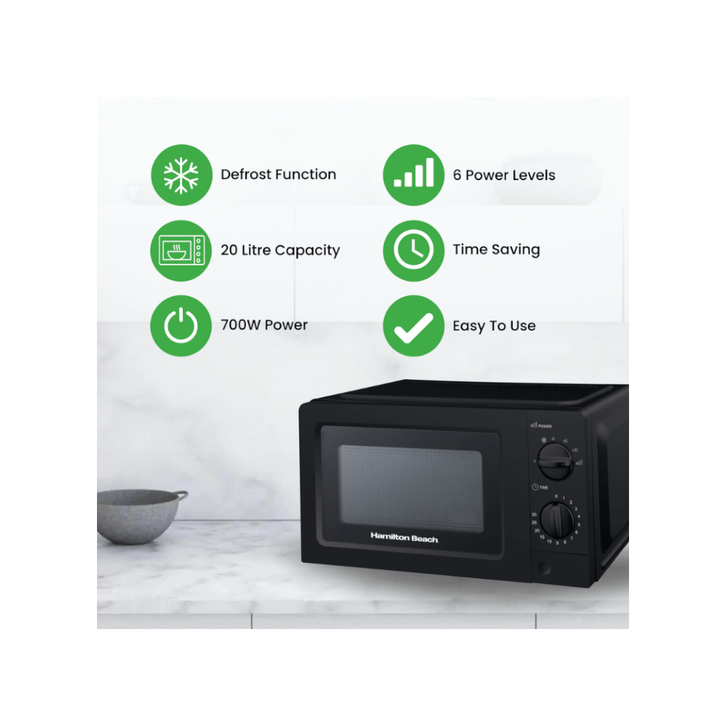 Hamilton Beach Microwave 700W 20 Litre Black HB70T20B