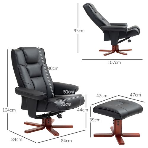 HOMCOM Reclining Armchair with Footstool and Adjustable Backrest