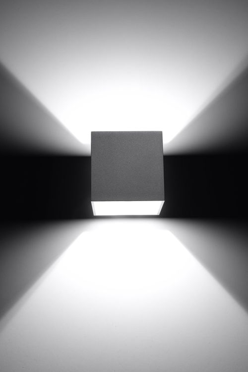 Wall Lamp QUAD 1 Grey Up/Down Square Shape Modern Loft Design G9