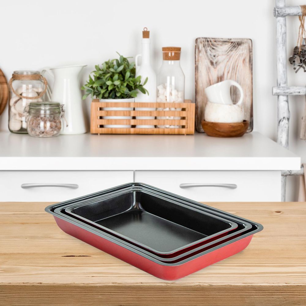 High Quality 3pc Non-Stick Baking Trays | Cook Multiple Ingredients | Micro-Oven, Freezer & Oven Safe | Fast & Easy Cleaning