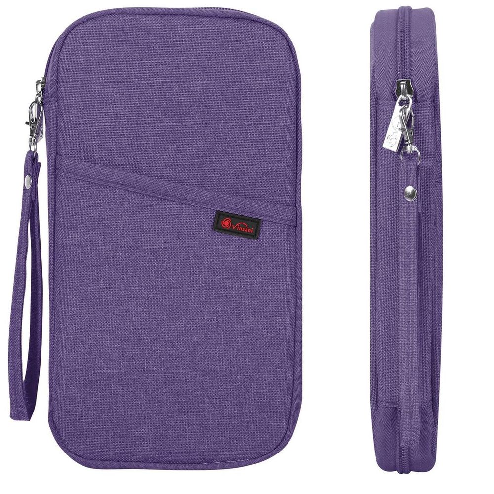 Vinsani Family Travel Holiday Wallet Passport Holder & Document Organiser Case Men Women for Tickets, ID Card, Credit Cards, Currency Holder – Purple