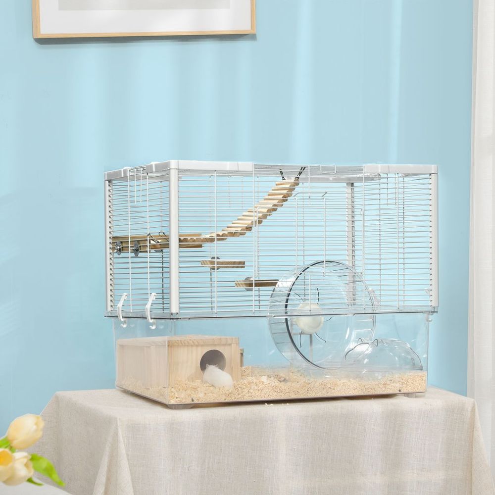 PawHut Hamster Cage - Spacious w/ Deep Bottom, Ramp, Exercise Wheel - Perfect for All Small Pets. Quality & Detail-Oriented Seller