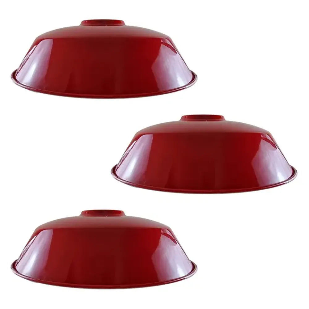 3 Pack Burgundy Retro Vintage Lampshade Easy Fit E27/B22 Base Pendant Metal 36cm Lamp Light Shades