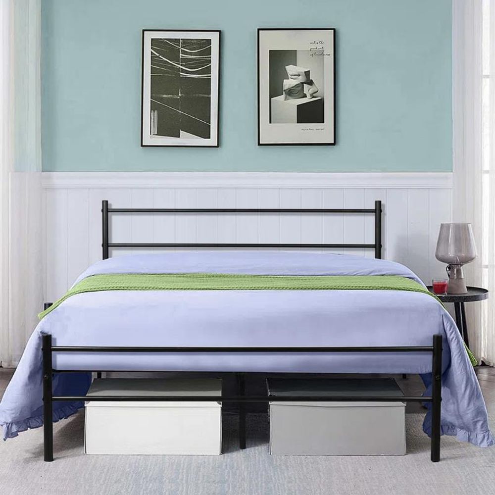 Extra Strong Double Metal Bed Frame In Black - Improved
