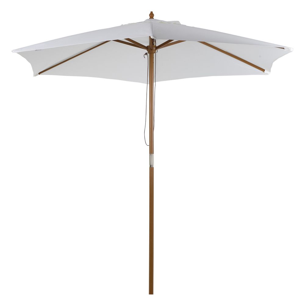 Outsunny Wood Garden Parasol Umbrella: Sun Shade, Patio, Outdoor Canopy. High quality & durable materials. Beat rain, wind, & enjoy your oasis.