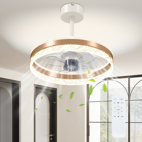 HOMCOM Ceiling Fan Light with 3 Colour, Timer, Reversible, Remote, Gold