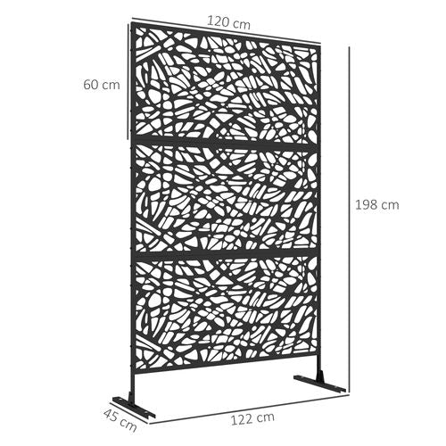 Outsunny 6.5FT Metal Outdoor Privacy Screen Panel with Stand, Twisted Lines