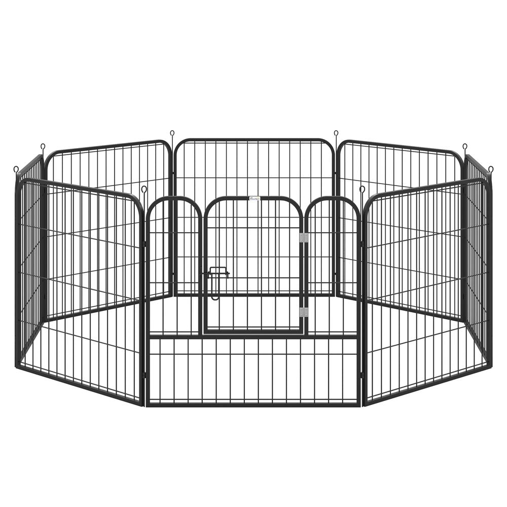 PawHut Dog Pen 8 Panels Puppy Pen Heavy Duty Pet Playpen for Indoor Outdoor for Dogs, Rabbits, Ducks 80cm High