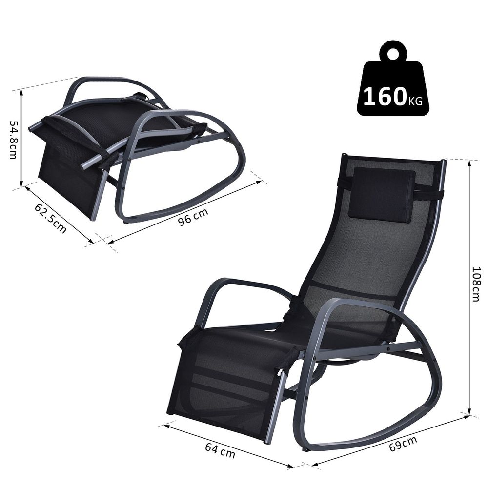 Metal Frame Zero Gravity Rocking Patio Chair - Black