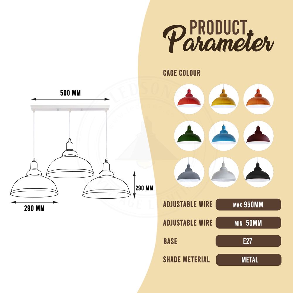 Industrial Vintage Loft Kitchen Bar 3 Lights Fittings Ceiling Curvy Metal E27