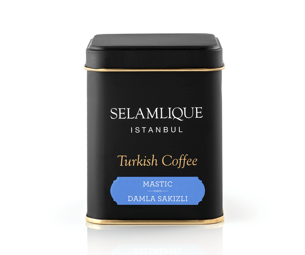 Selamlique Mastic Flavoured Ground Turkish Coffee, Turkish Mastic Flavoured Fine Grind Coffee, 1 Box of 125g