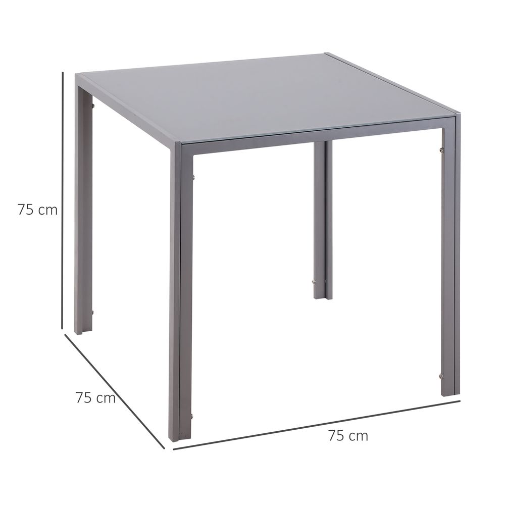 HOMCOM Modern Square Dining Table, Seats 4, with Glass Top & Metal Legs for Dining Room, Living Room, Greyare Design with Tempered Glass & Metal Legs