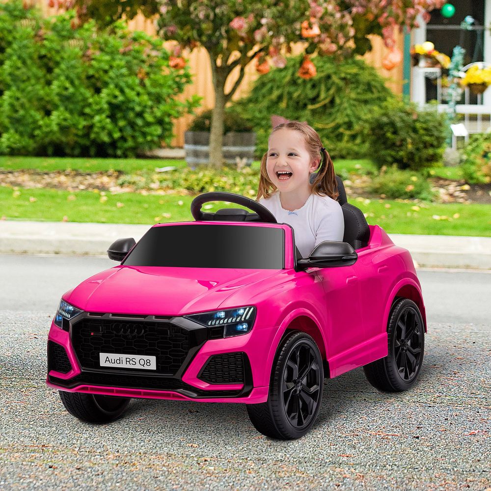 HOMCOM Audi RS Q8 Licensed 6V Kids Electric Ride On Car Toy Car with Remote Control Music Lights USB MP3 Bluetooth for 3-5 Years Old Pink