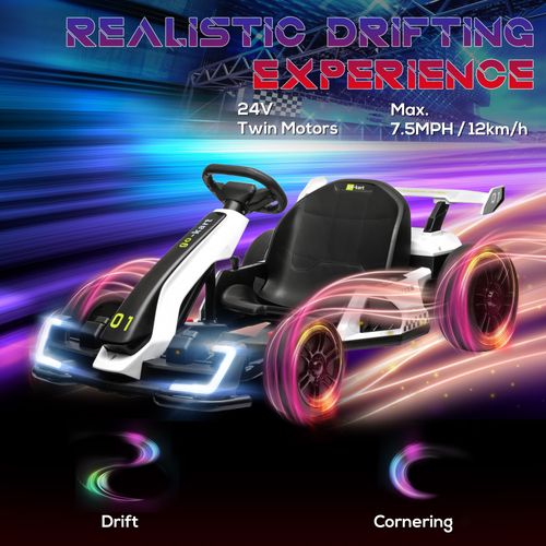 HOMCOM 24V Electric Go Kart for Kids with Adjustable Seat
