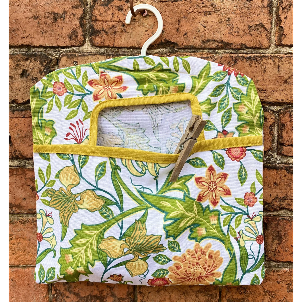 Premium Quality Mustard Sussex Peg Bag - 100% Sussex Botanical Range - Durable & Stylish - Plastic Hanger - Convenient Front Pouch Access