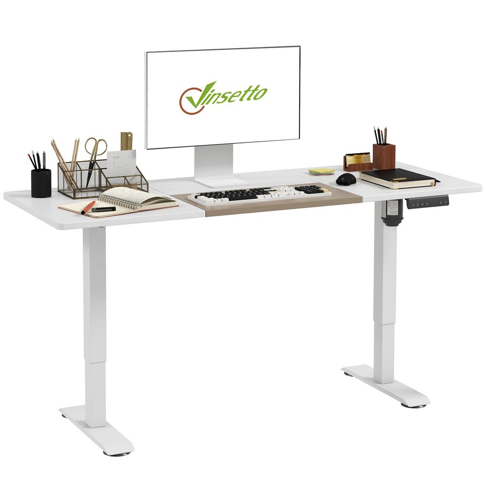 Vinsetto Height Adjustable Electric Standing Desk with 4 Memory Preset White