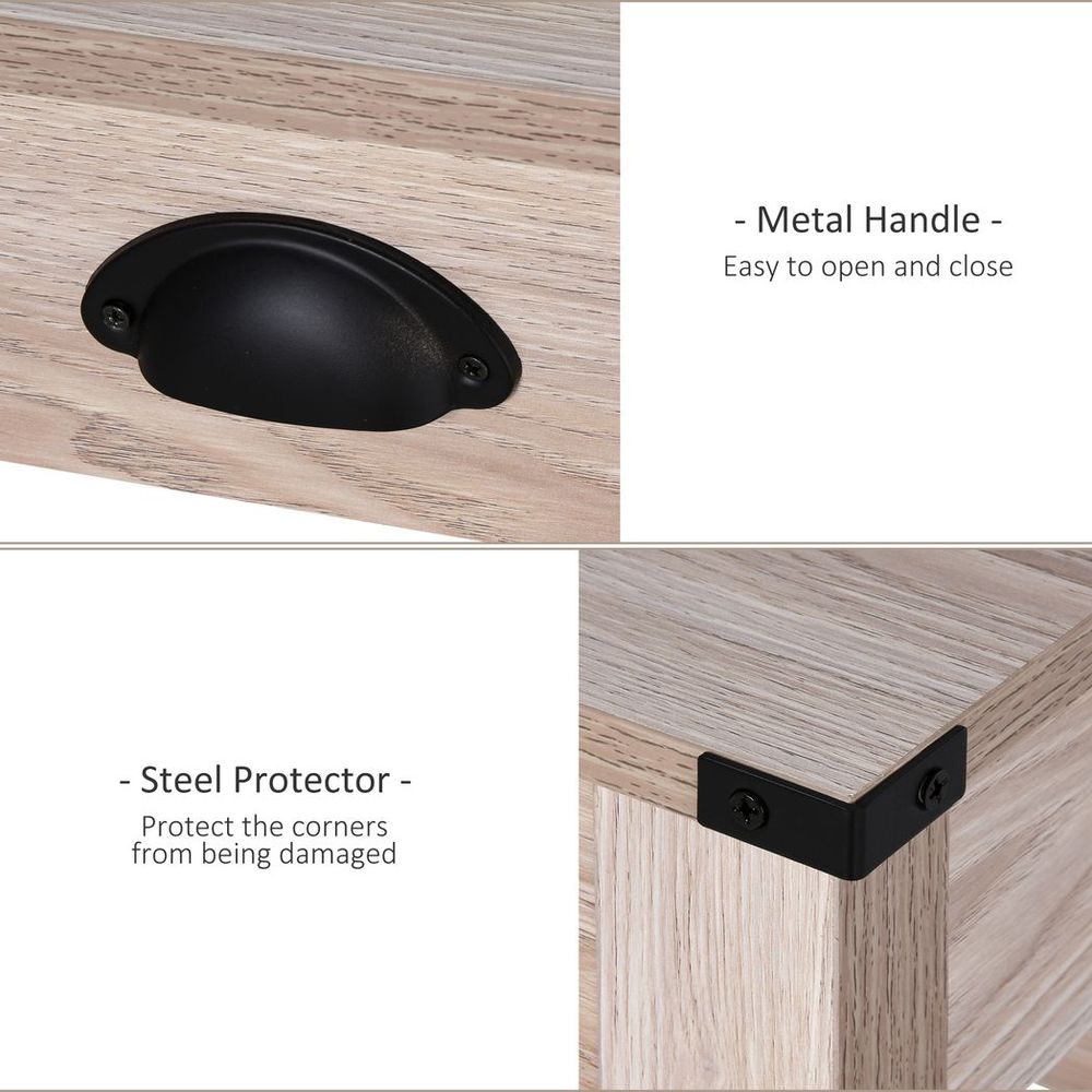 Premium Steel-Framed Retro Work Desk | Drawer | Natural Finish | Home Office | Professional Quality