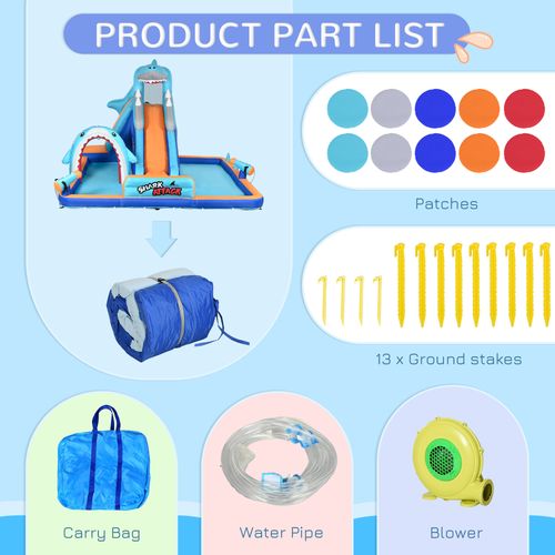 Outsunny 6 in 1 Kids Bouncy Castle w/ Slide, Pool, Trampoline, Blower