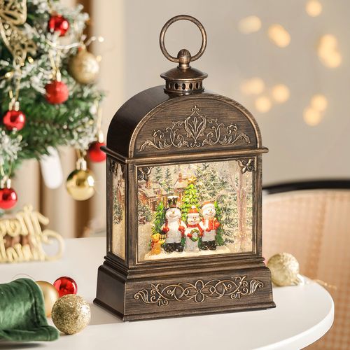 HOMCOM Christmas Snow Globe with Lights and Music for Party, Bronze Tone