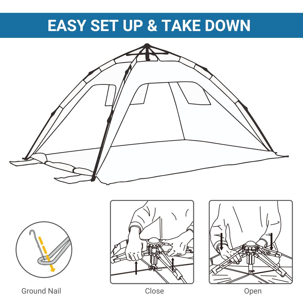 Premium Outsunny 2-Man Pop-up Beach Tent - UV Protection, Windows, Blue